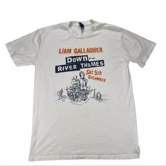 Liam Gallagher Down By The River Thames T Shirt Size XL Rare Oasis Blokecore - Picture 1 of 9